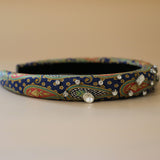 Slender Headband Navy Paisley 