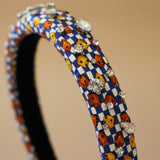 Slender Headband White Blue Dice