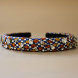 Slender Headband White Blue Dice