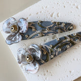 Hair Pin Blue Grey Flower