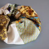 Patchwork Mix White yellow Scrunchie