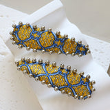 Hair Pin Blue Gold 