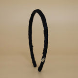 Tight Headband Black Satin Lace