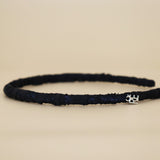 Tight Headband Black Satin Lace