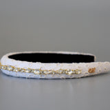 Slender Headband White Gold Studs