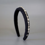 Slender Headband Black Lace Silver
