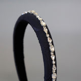 Slender Headband Black Lace Silver