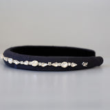 Slender Headband Black Lace Silver