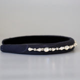 Slender Headband Black Lace Silver