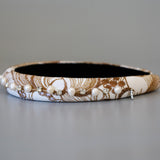 Slender Headband White Brown Pearl