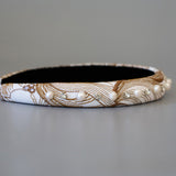 Slender Headband White Brown Pearl
