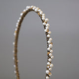 Narrow Studs Headband Gold Pearl
