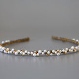 Narrow Studs Headband Gold Pearl