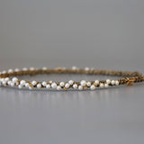 Narrow Studs Headband Gold Pearl