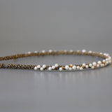 Narrow Studs Headband Gold Pearl