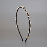 Narrow Studs Headband Dark Brown Pearl
