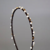 Narrow Studs Headband Dark Brown Pearl