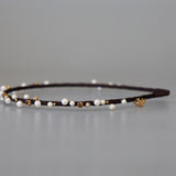 Narrow Studs Headband Dark Brown Pearl
