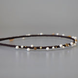 Narrow Studs Headband Dark Brown Pearl