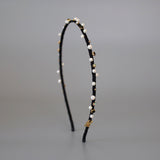 Narrow Studs Headband Black Pearl Studs