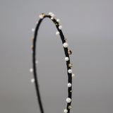 Narrow Studs Headband Black Pearl Studs