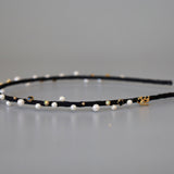 Narrow Studs Headband Black Pearl Studs
