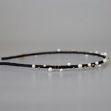 Narrow Studs Headband Black Pearl Studs