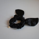 Silk Black Ribbon Scrunchie