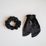 Silk Black Ribbon Scrunchie