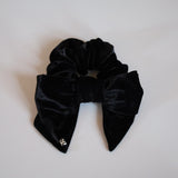 Big Ribbon Black Velor Scrunchie 