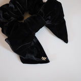 Big Ribbon Black Velor Scrunchie 