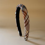 Slender Headband Pale Beige Check No Studs