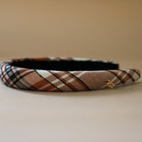 Slender Headband Pale Beige Check No Studs