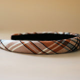 Slender Headband Pale Beige Check No Studs