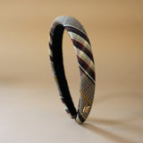 Slender Headband Black Red Check No Studs