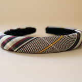 Slender Headband Black Red Check No Studs