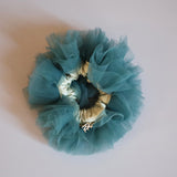 Smoky Teal Tutu Frill Scrunchie