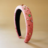 OG Headband Velor Pink Studs