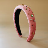 OG Headband Velor Pink Studs