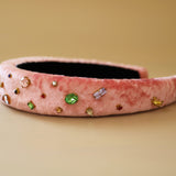 OG Headband Velor Pink Studs