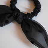 Black Sheer Dot Ribbon Pony