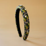 Slender Headband Green Silver Mix