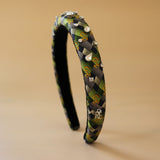 Slender Headband Green Silver Mix