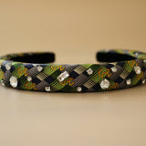 Slender Headband Green Silver Mix