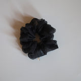 Glossy Black Organdy Scrunchie