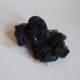 Glossy Black Organdy Scrunchie