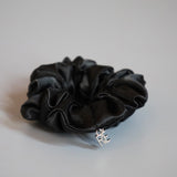 Black Silky Satin Mini Scrunchie