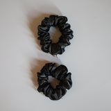 Black Silky Satin Mini Scrunchie