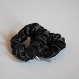 Black Silky Satin Mini Scrunchie