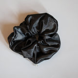 Black Silky Satin Scrunchie